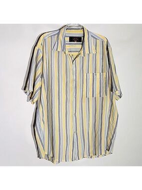 Callan Vintage Striped Men's Shirt Crushed/Creped Material, Size XL